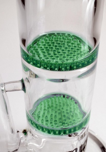 Zylinderbong mit 2 grünen Honeycomb-Diffuserscheiben (GB0136)